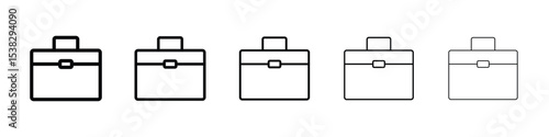 Briefcase icons in black stroke designs on white background