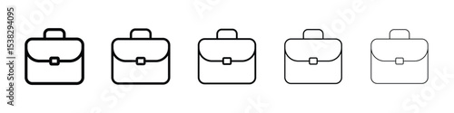 Briefcase icons in black stroke designs on white background