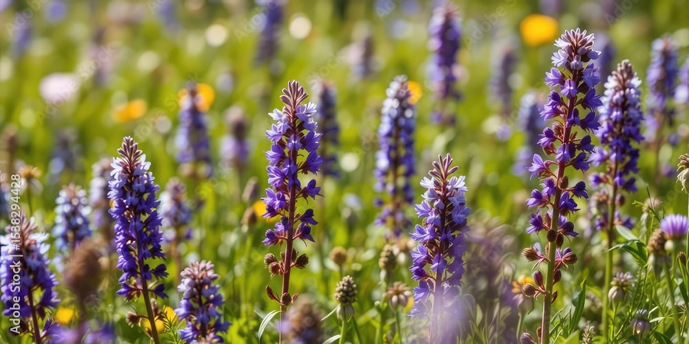 Fototapeta premium Rustic Meadow Blooms: Veronica austriaca in Summer Sunlight