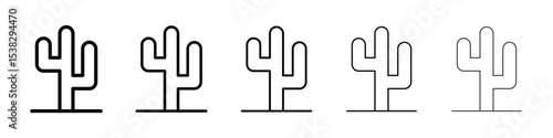 Cactus icons in black stroke designs on white background