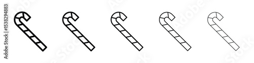 Candy Cane icons in black stroke designs on white background