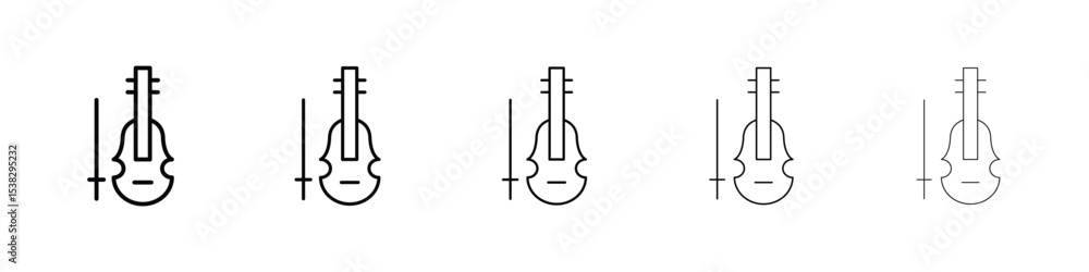Naklejka premium Cello icons in black stroke designs on white background