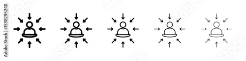 Centric consumer icons in black stroke designs on white background