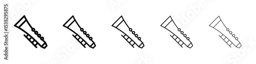 Clarinet icons in black stroke designs on white background