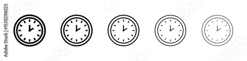 Clock two icons in black stroke designs on white background