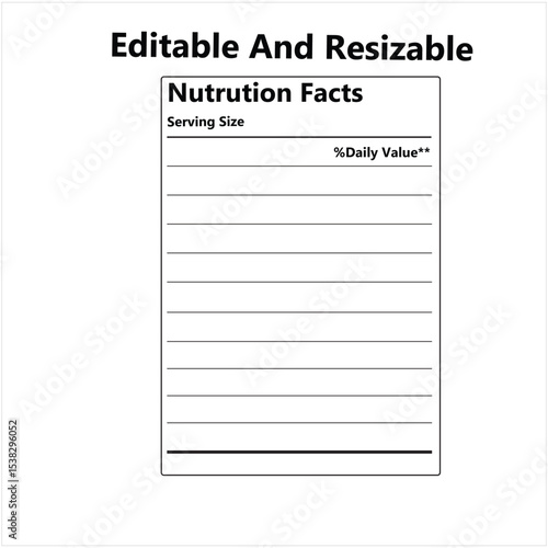 Blank  Customizable nutrition facts, Editable nutritional fact label template