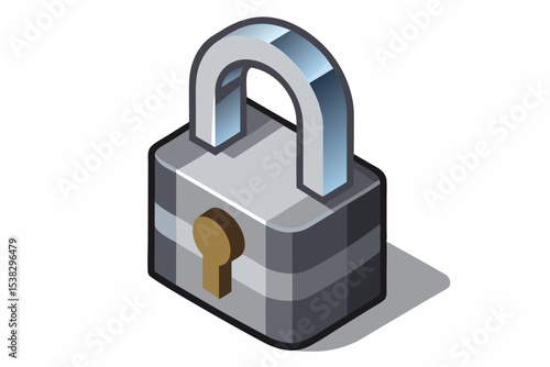 Isometric Padlock Illustration for Security Privacy and Protection Concepts on White Background