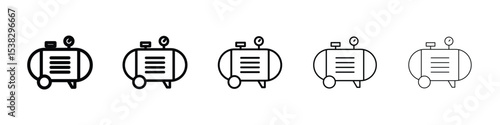 Compressor icons in black stroke designs on white background