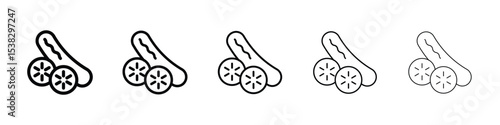 Cucumber icons in black stroke designs on white background