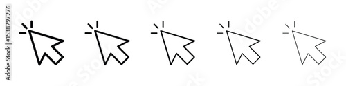Cursor icons in black stroke designs on white background