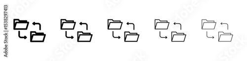 Data transfer icons in black stroke designs on white background