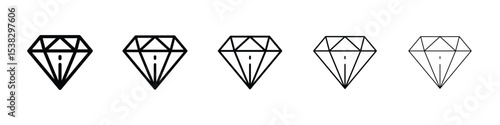 Diamond icons in black stroke designs on white background