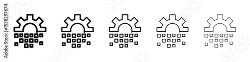 Digital transformation icons in black stroke designs on white background