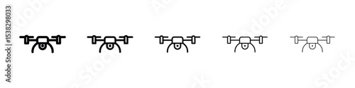 Drone icons in black stroke designs on white background