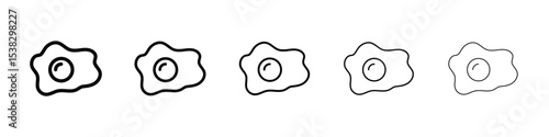 Egg fried icons in black stroke designs on white background
