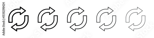 Exchange icons in black stroke designs on white background