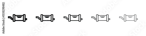 Exhaust pipe icons in black stroke designs on white background