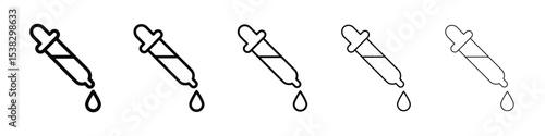 Eye dropper half icons in black stroke designs on white background