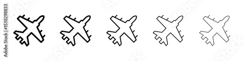 Fighter jet icons in black stroke designs on white background