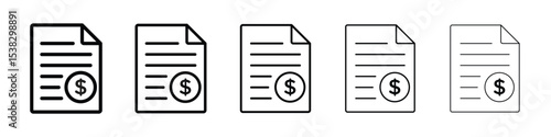 File invoice icons in black stroke designs on white background