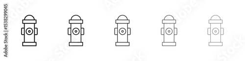 Fire hydrant icons in black stroke designs on white background