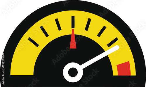 Fuel gauge icon, fuel level meter, gas indicator, car dashboard fuel, fuel meter symbol, gas gauge vector, fuel tank indicator, petrol gauge, fuel indicator sign, automotive fuel meter illustration.