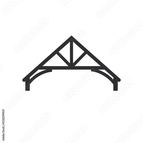 Timber frame structure in black outline, used for construction and building design, with copy space