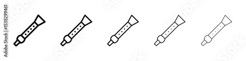 Flute icons in black stroke designs on white background