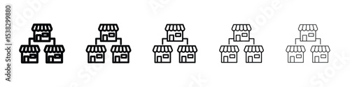 Franchise icons in black stroke designs on white background