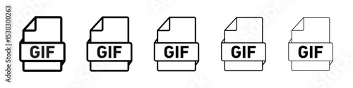 Gif icons in black stroke designs on white background