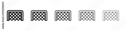 Goal net icons in black stroke designs on white background