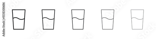 Half Glass icons in black stroke designs on white background