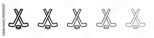 Hockey sticks icons in black stroke designs on white background