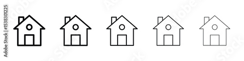Home icons in black stroke designs on white background