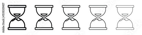 Hourglass end icons in black stroke designs on white background