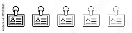ID badge icons in black stroke designs on white background