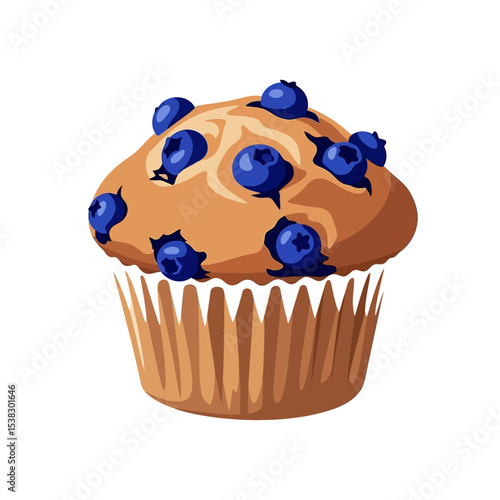 Blueberry Muffin Temptation: Sweet Treat Vector