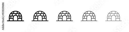 Igloo icons in black stroke designs on white background