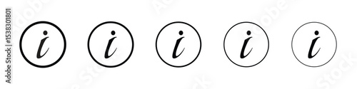 Info icons in black stroke designs on white background