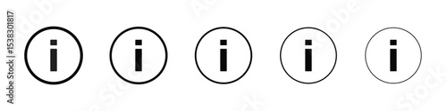 Info icons in black stroke designs on white background