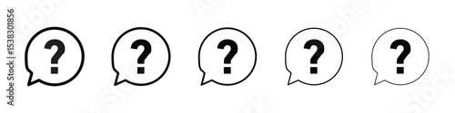 Interrogation icons in black stroke designs on white background