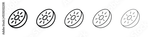 Kiwi icons in black stroke designs on white background