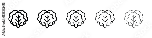 Lettuce icons in black stroke designs on white background