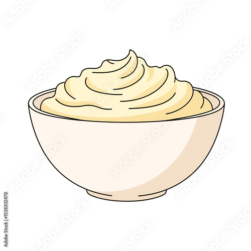 Creamy Dip in a Bowl, Illustration for Food Concepts