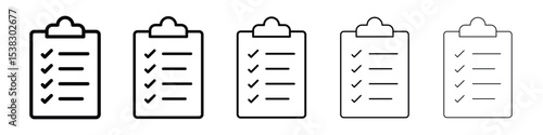 List check icons in black stroke designs on white background