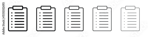 List icons in black stroke designs on white background
