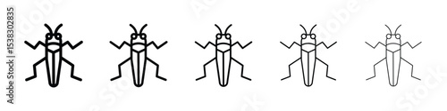 Locust icons in black stroke designs on white background