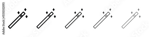 Magic wand icons in black stroke designs on white background