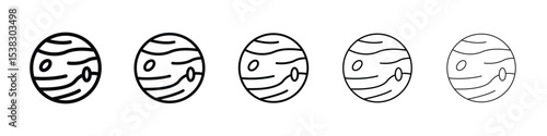 Mercury icons in black stroke designs on white background