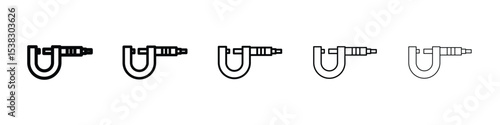 Micrometer icons in black stroke designs on white background
